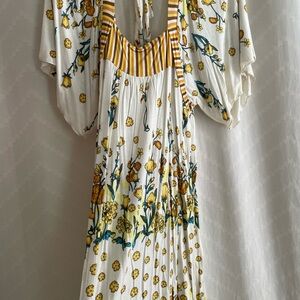 Retro Boho Tunic Dress with Stripes and tie